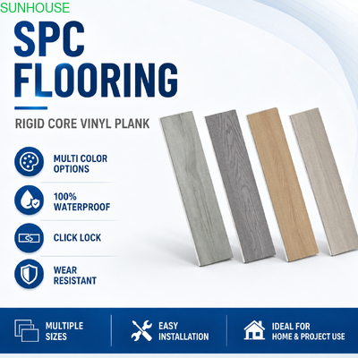 Giá tốt. Sàn Vinyl SPC chống cháy chống trầy xước với các tùy chọn lớp mặc tùy chỉnh trực tuyến