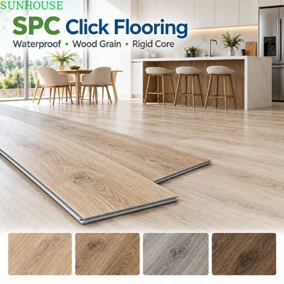 Giá tốt. Tùy chọn độ dày ván sàn SPC Click Lõi cứng Vinyl 4mm 5mm 6mm cho Dự án Dân dụng và Thương mại trực tuyến